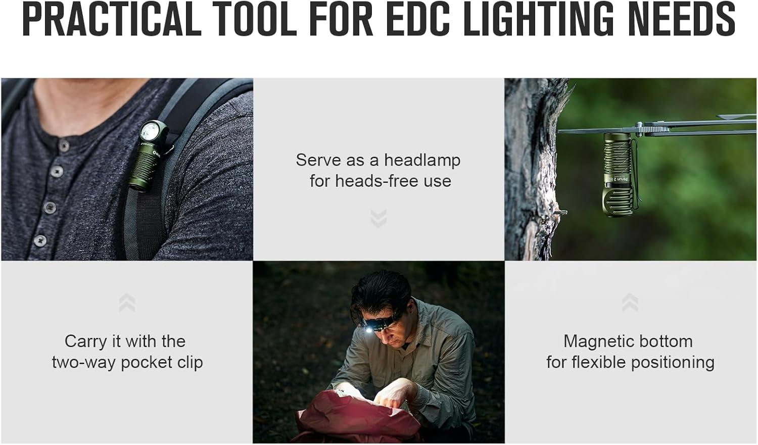 image:imageOLIGHT Perun 2 Mini Headlamp 1100 Lumens LED Head Flashlight Rechargeable Headlight with Red Light Option Great for Working Hiking Camping and Climbing OD Green Cool Whtie Light 57006700KOD Green