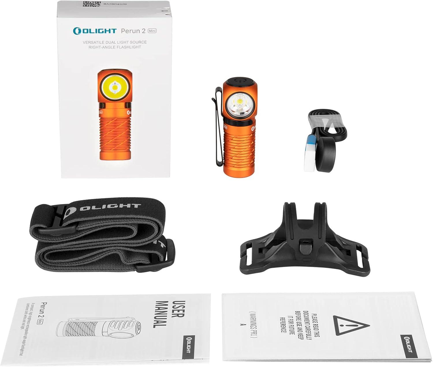 image:imageOLIGHT Perun 2 Mini Headlamp 1100 Lumens LED Head Flashlight Rechargeable Headlight with Red Light Option Great for Working Hiking Camping and Climbing OD Green Cool Whtie Light 57006700KOrange