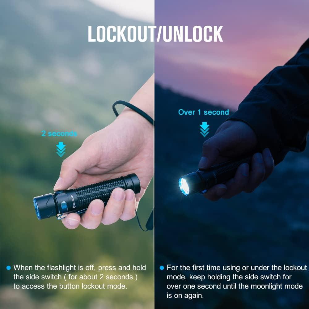 image:imageOLIGHT Warrior Mini2 1750 Lumens Rechargeable Tactical Flashlight with Dual Switch and Proximity Sensor High Performance LED Light for EDC Outdoor Camping and Emergency Black