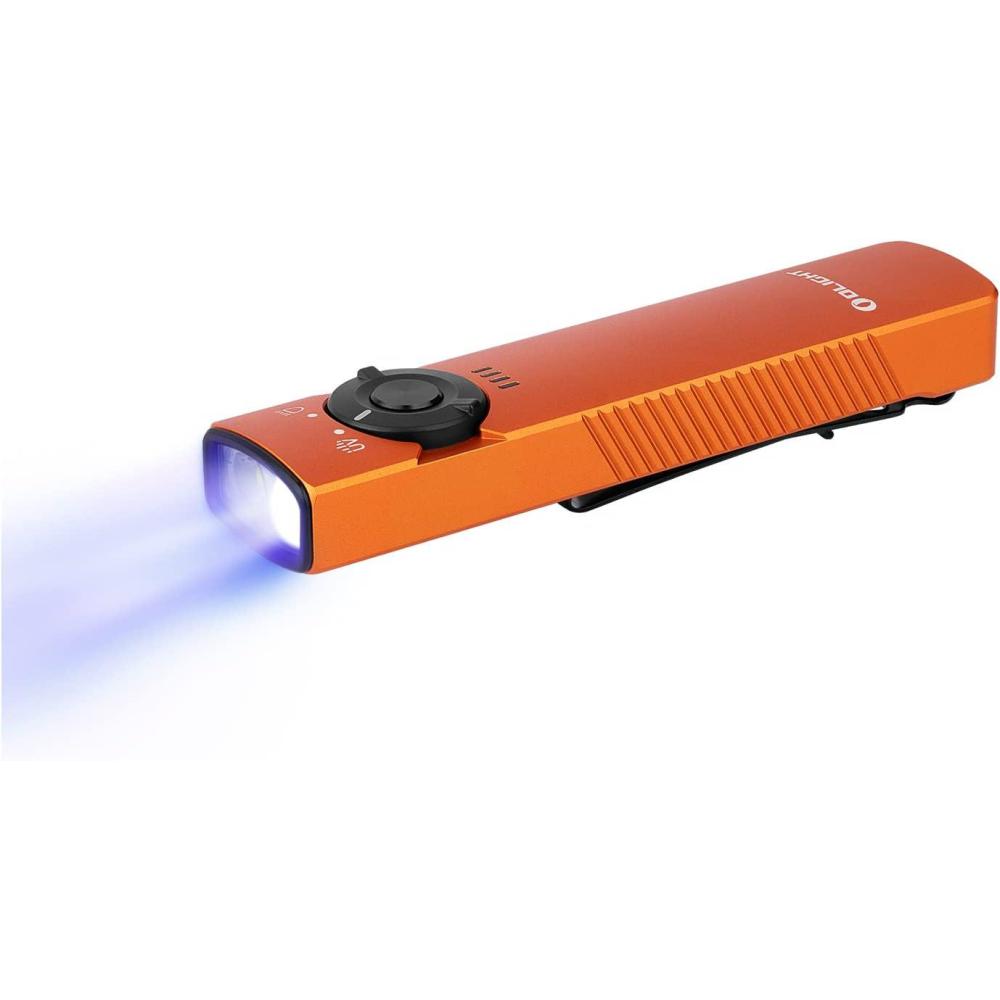 image:imageOLIGHT Arkfeld UV Rechargeable EDC Flashlight 1000 Lumens White LED and 365nm Blacklight Combo for Outdoors Emergency Working Pet Urine Detection Orange CW