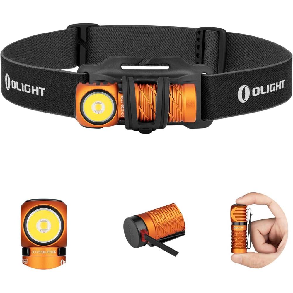 image:imageOLIGHT Perun 2 Mini Headlamp 1100 Lumens LED Head Flashlight Rechargeable Headlight with Red Light Option Great for Working Hiking Camping and Climbing OD Green Cool Whtie Light 57006700KOrange