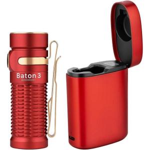 OLIGHT Baton3 Premium Edition 1200 Lumens Flashlight Powered by a Single Rechargeable Battery Ultra-Compact LED Flashlight with Charging Box (Red)