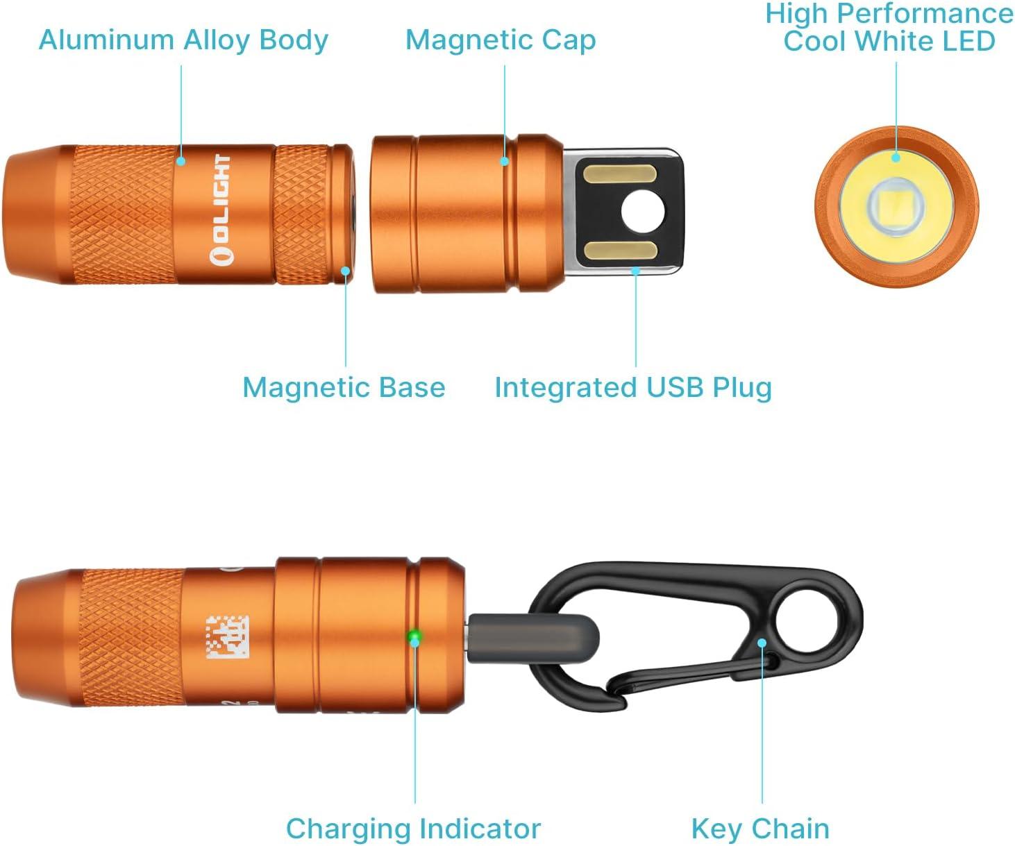image:imageOLIGHT IMINI 2 EDC Rechargeable Keychain Flashlight 50 Lumens Compact and Portable Mini LED Keyring Lights with Builtin Battery Ideal for Everyday Carry and Emergencies Midnight BlueOrange