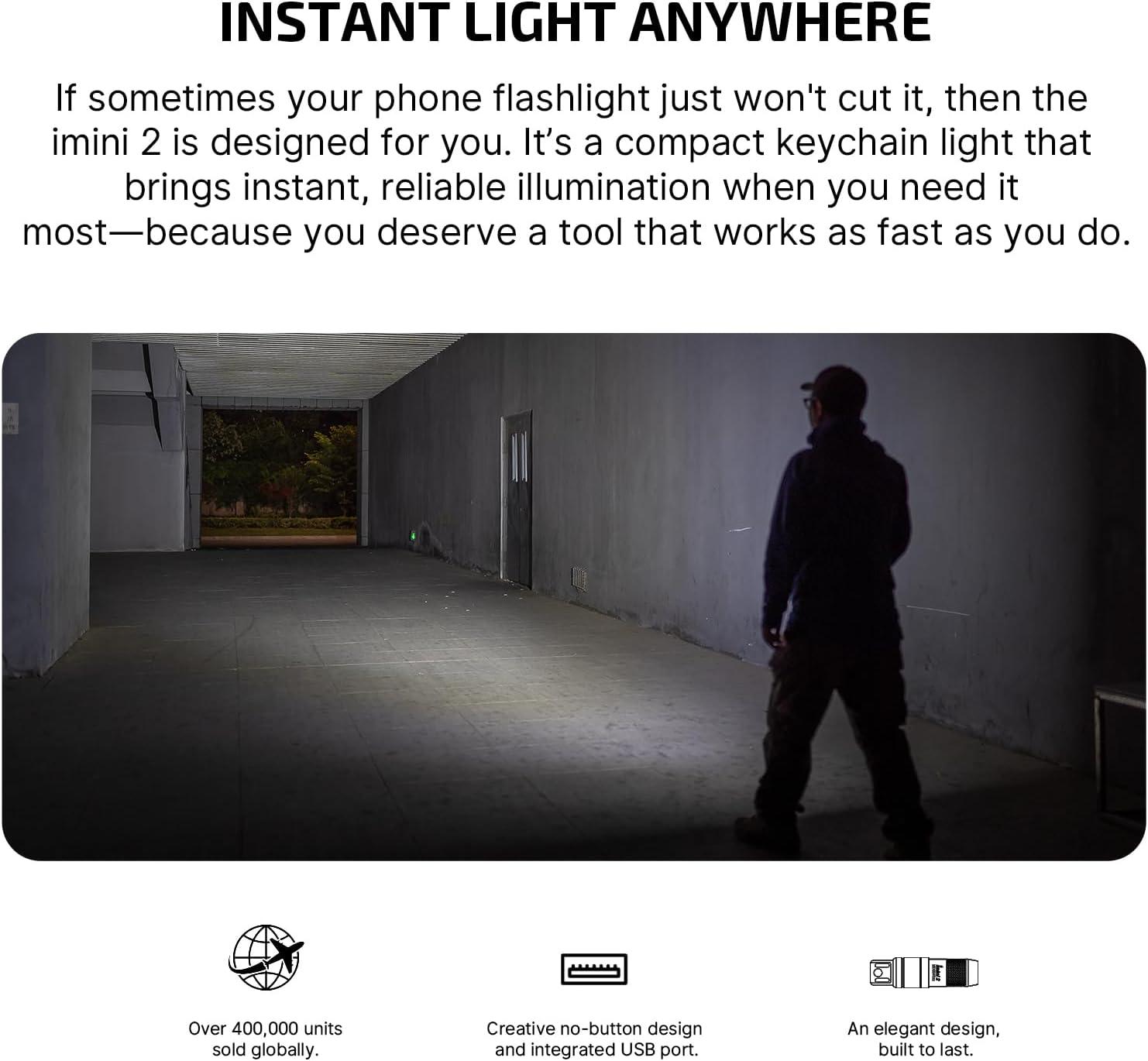 image:imageOLIGHT IMINI 2 EDC Rechargeable Keychain Flashlight 50 Lumens Compact and Portable Mini LED Keyring Lights with Builtin Battery Ideal for Everyday Carry and Emergencies Midnight BluePassionate Red