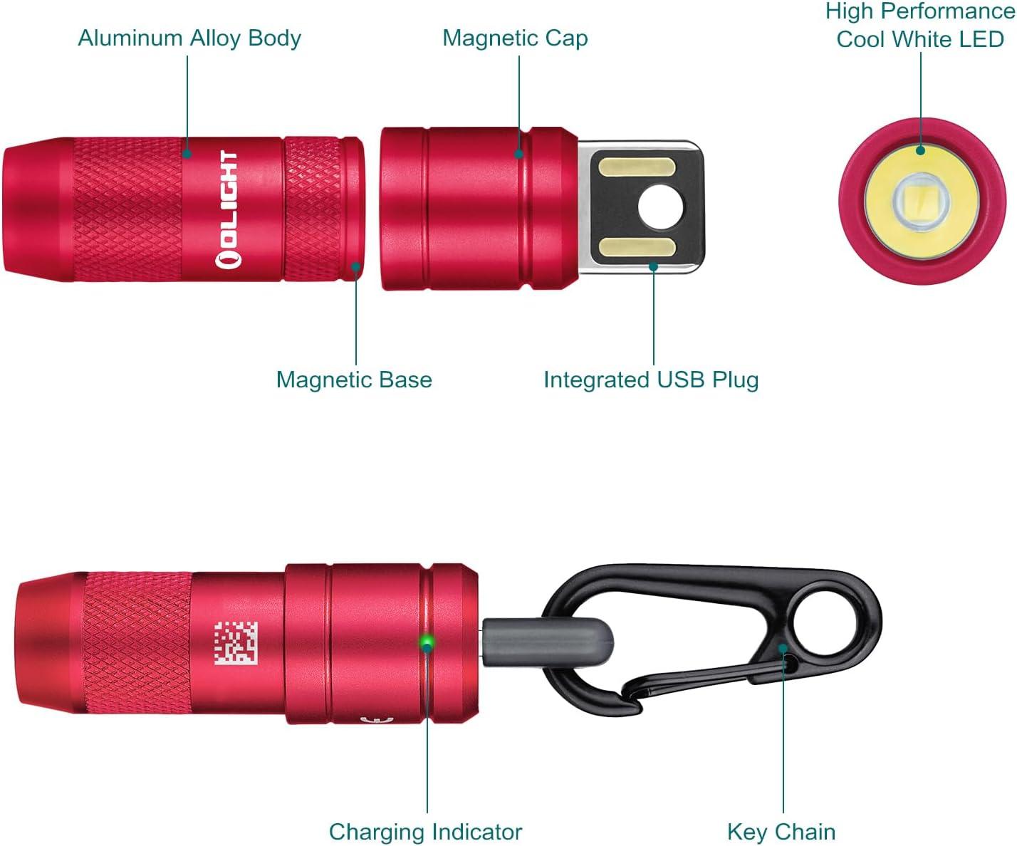 image:imageOLIGHT IMINI 2 EDC Rechargeable Keychain Flashlight 50 Lumens Compact and Portable Mini LED Keyring Lights with Builtin Battery Ideal for Everyday Carry and Emergencies Midnight BluePassionate Red