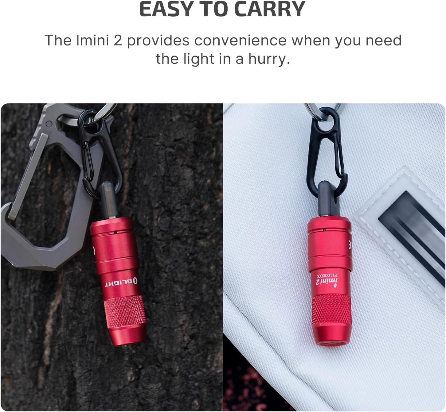 image:imageOLIGHT IMINI 2 EDC Rechargeable Keychain Flashlight 50 Lumens Compact and Portable Mini LED Keyring Lights with Builtin Battery Ideal for Everyday Carry and Emergencies Midnight BluePassionate Red