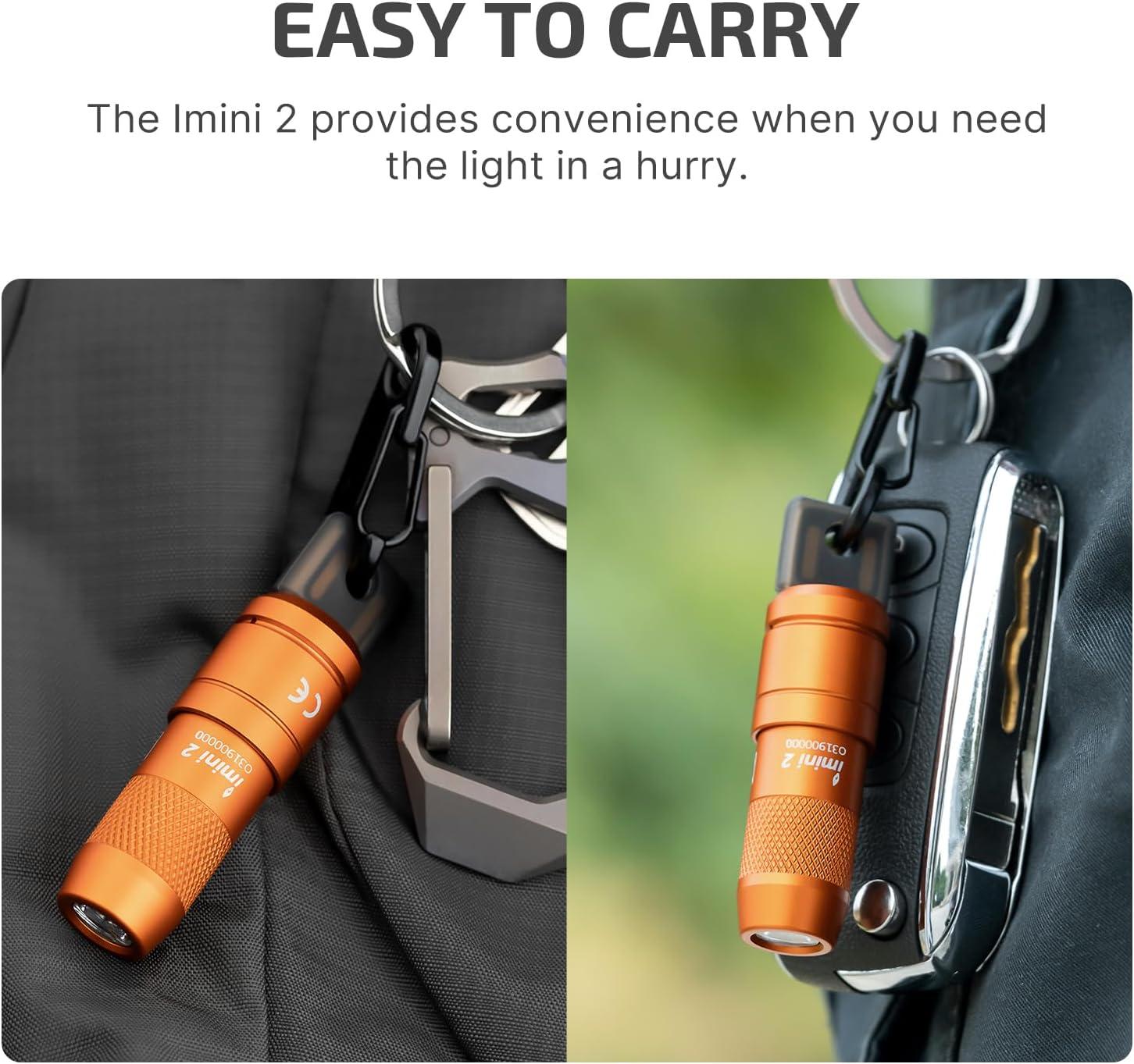 image:imageOLIGHT IMINI 2 EDC Rechargeable Keychain Flashlight 50 Lumens Compact and Portable Mini LED Keyring Lights with Builtin Battery Ideal for Everyday Carry and Emergencies Midnight BlueOrange