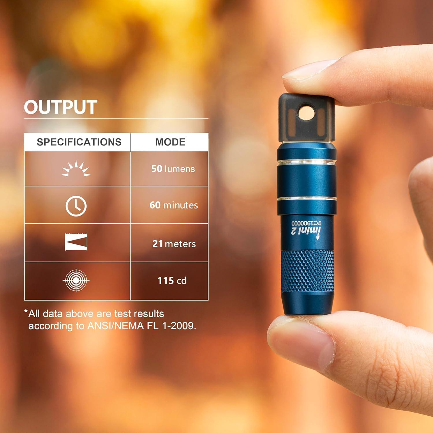 image:imageOLIGHT IMINI 2 EDC Rechargeable Keychain Flashlight 50 Lumens Compact and Portable Mini LED Keyring Lights with Builtin Battery Ideal for Everyday Carry and Emergencies Midnight BlueMidnight Blue