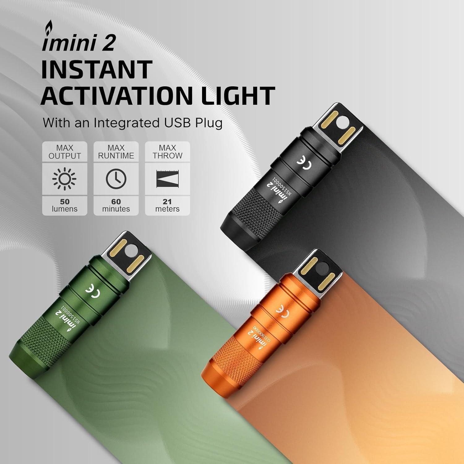 image:imageOLIGHT IMINI 2 EDC Rechargeable Keychain Flashlight 50 Lumens Compact and Portable Mini LED Keyring Lights with Builtin Battery Ideal for Everyday Carry and Emergencies Midnight BlueBlack