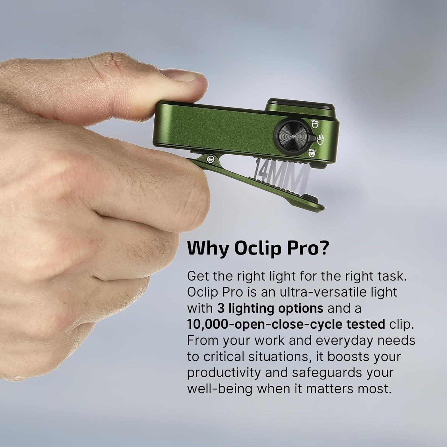 image:imageOLIGHT Oclip Pro EDC Flashlight Clipon Light Rechargeable 500 Lumens with Three Lighting Solutions TypeC Charging Magnetic Flash Lights for Signaling Cycling Outdoor or Indoor Use Crackle RedOD Greeen