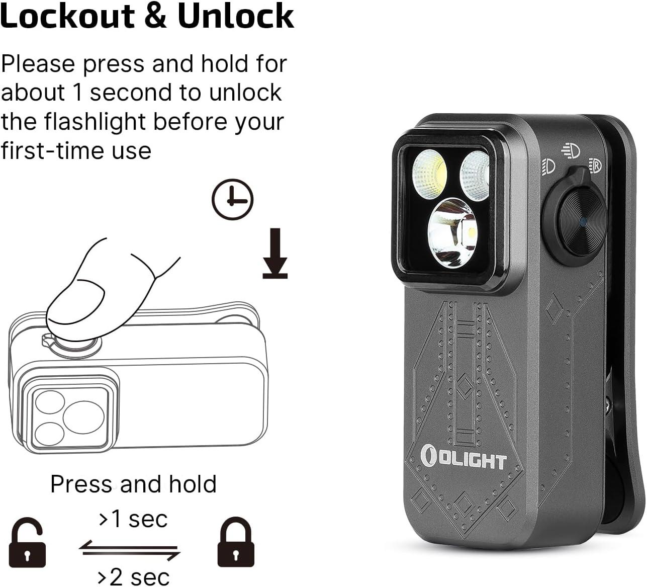 image:imageOLIGHT Oclip Pro EDC Flashlight Clipon Light Rechargeable 500 Lumens with Three Lighting Solutions TypeC Charging Magnetic Flash Lights for Signaling Cycling Outdoor or Indoor Use Crackle RedGray