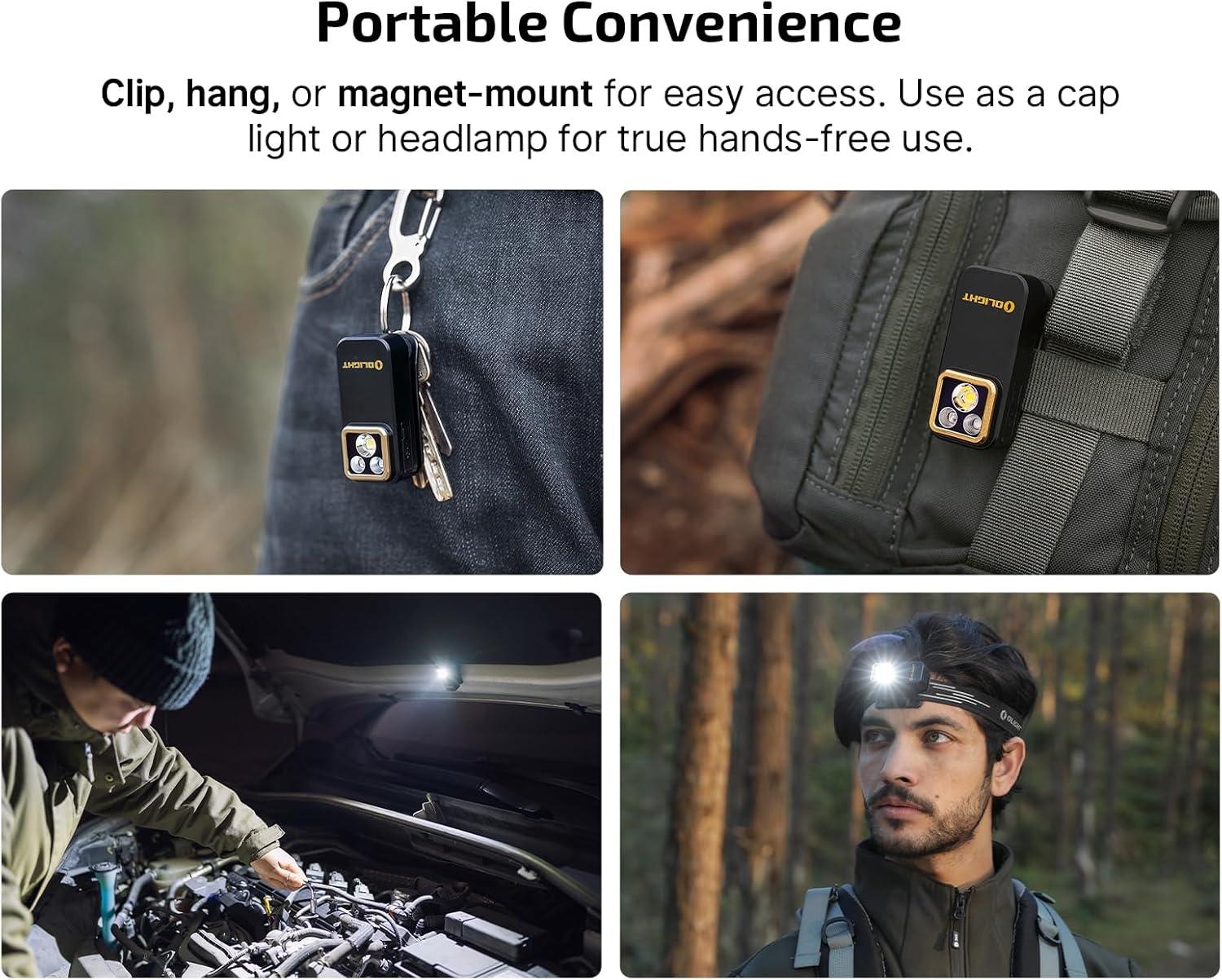 image:imageOLIGHT Oclip Pro S EDC Flashlight Clipon Light 600 Lumens TypeC Rechargeable with White LED UV and RGB Magnetic Flash Lights for Working Signaling Inspection and Outdoor Use OrangeBlack