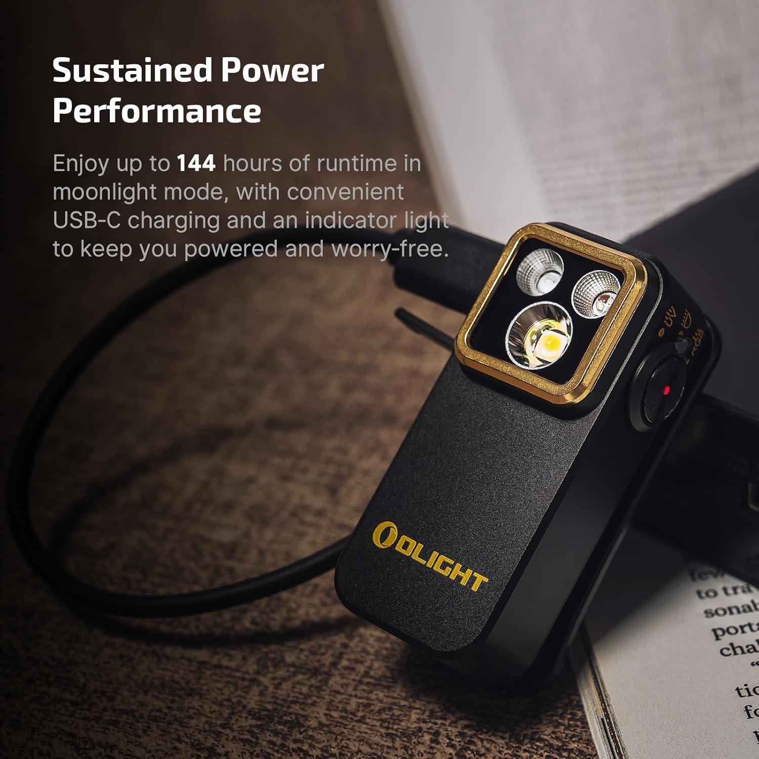 image:imageOLIGHT Oclip Pro S EDC Flashlight Clipon Light 600 Lumens TypeC Rechargeable with White LED UV and RGB Magnetic Flash Lights for Working Signaling Inspection and Outdoor Use OrangeBlack