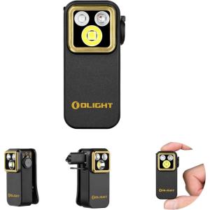OLIGHT Oclip Pro S EDC Flashlight Clip-on Light, 600 Lumens Type-C Rechargeable with White LED, UV and RGB, Magnetic Flash Lights for Working, Signaling, Inspection and Outdoor Use (Orange)(Black)