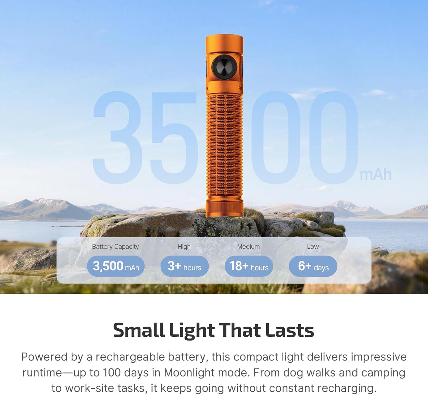 image:imageOLIGHT Baton4 Pro EDC Flashlight Rechargeable 1600 Lumens Small Pocket LED Light with Tactical Switch and Magnetic amp USB C Dual Charging IPX8 for Home Use Camping Outdoor and Emergency OD GreenOrange