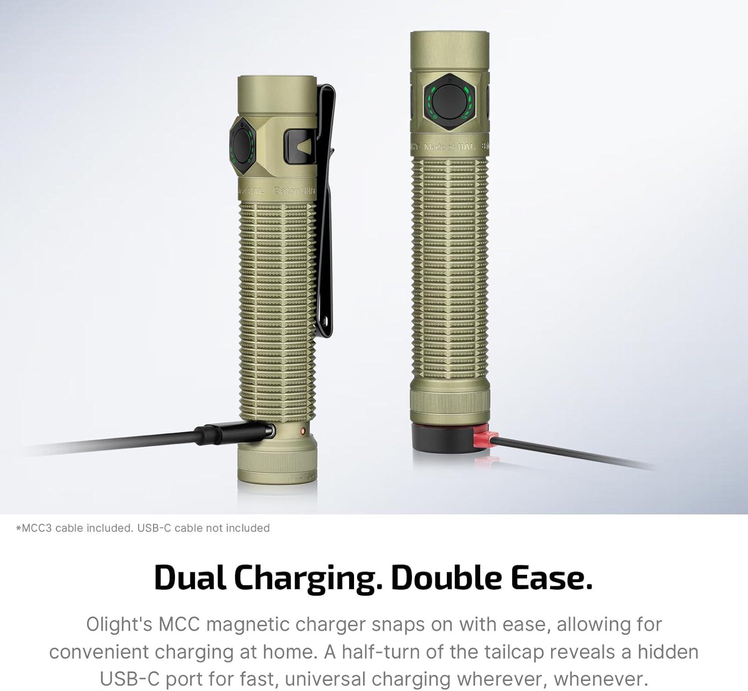 image:imageOLIGHT BatonUltra EDC Flashlight Rechargeable 1800Lumen 6 Modes Pocket Light with Pure White Light USB C Bright LED Flashlights with Magnetic Tail Switch for Home Use Camping OutdoorOlive GreenOlive Green