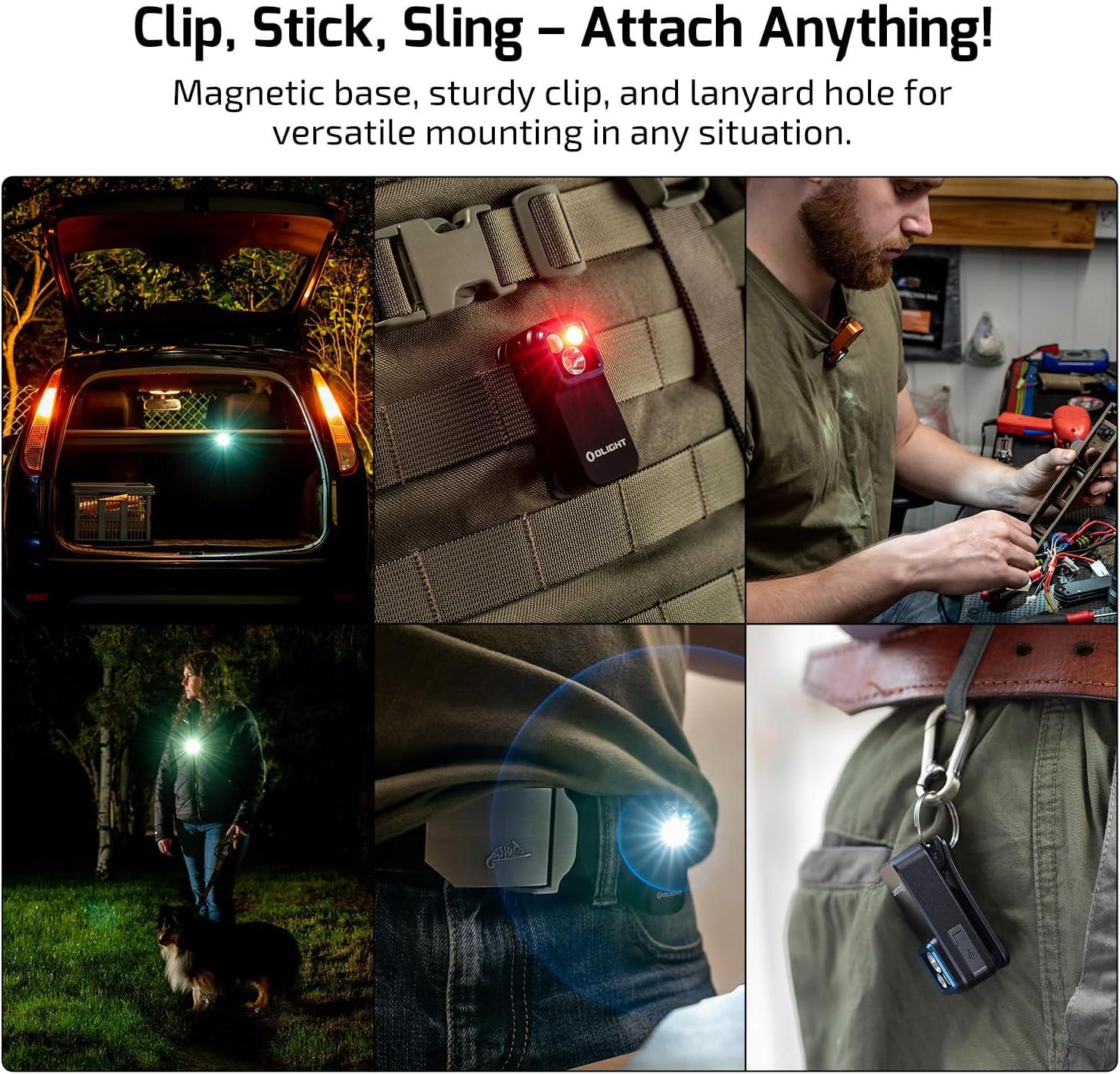image:imageOLIGHT Oclip Pro EDC Flashlight Clipon Light Rechargeable 500 Lumens with Three Lighting Solutions TypeC Charging Magnetic Flash Lights for Outdoor or Indoor UsePatriotic Flag Engraved EditionBlack