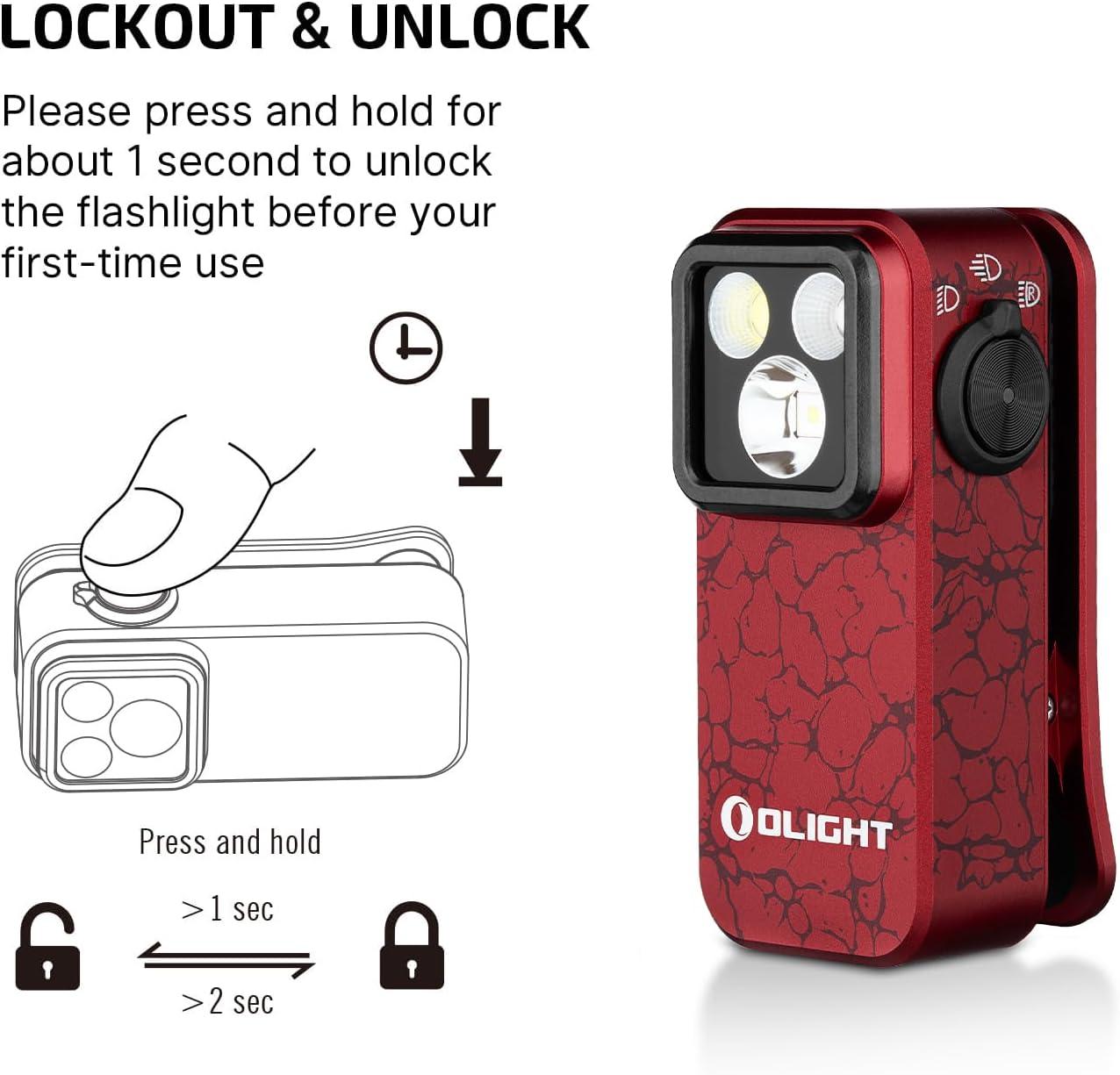 image:imageOLIGHT Oclip Pro EDC Flashlight Clipon Light Rechargeable 500 Lumens with Three Lighting Solutions TypeC Charging Magnetic Flash Lights for Outdoor or Indoor UsePatriotic Flag Engraved EditionCrackle Red