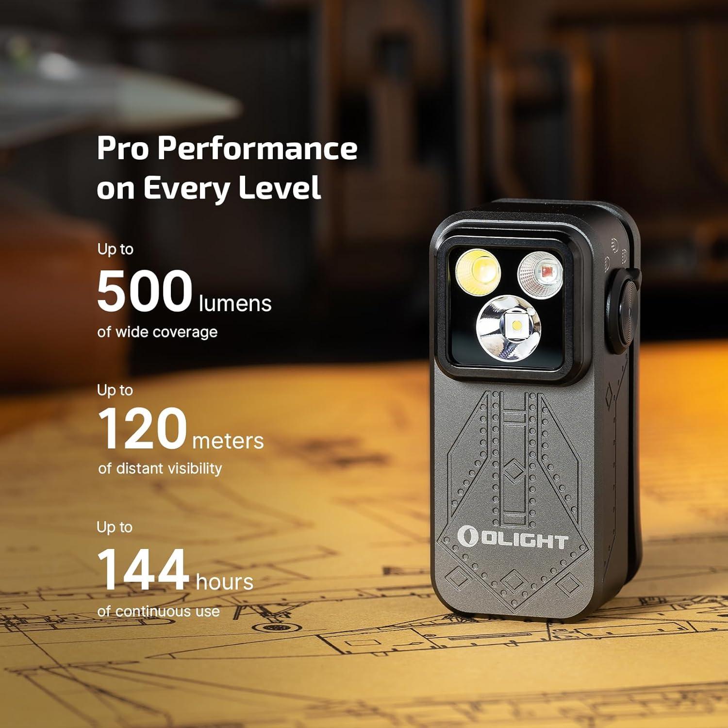 image:imageOLIGHT Oclip Pro EDC Flashlight Clipon Light Rechargeable 500 Lumens with Three Lighting Solutions TypeC Charging Magnetic Flash Lights for Outdoor or Indoor UsePatriotic Flag Engraved EditionGray