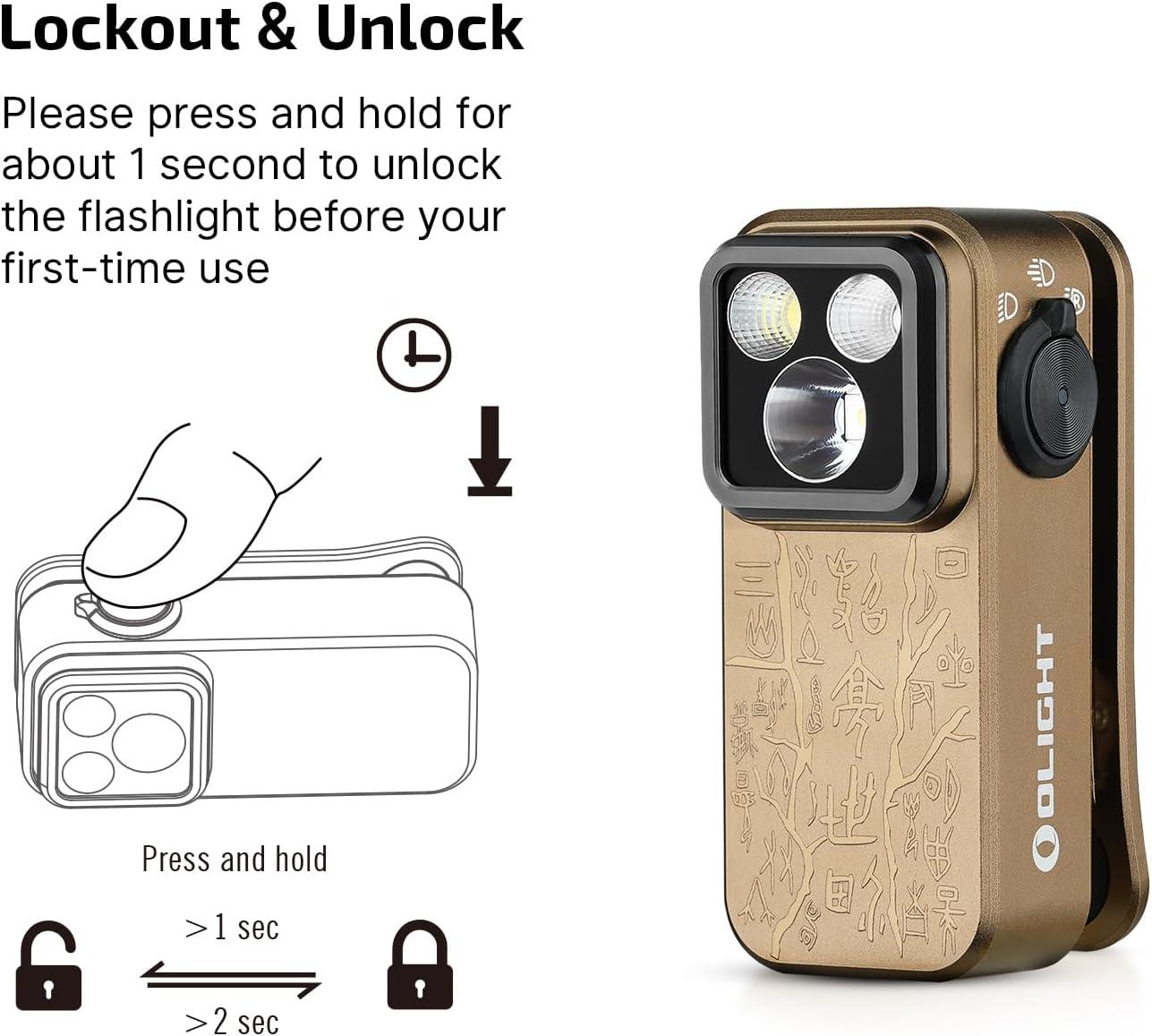 image:imageOLIGHT Oclip Pro EDC Flashlight Clipon Light Rechargeable 500 Lumens with Three Lighting Solutions TypeC Charging Magnetic Flash Lights for Outdoor or Indoor UsePatriotic Flag Engraved EditionDesert Tan