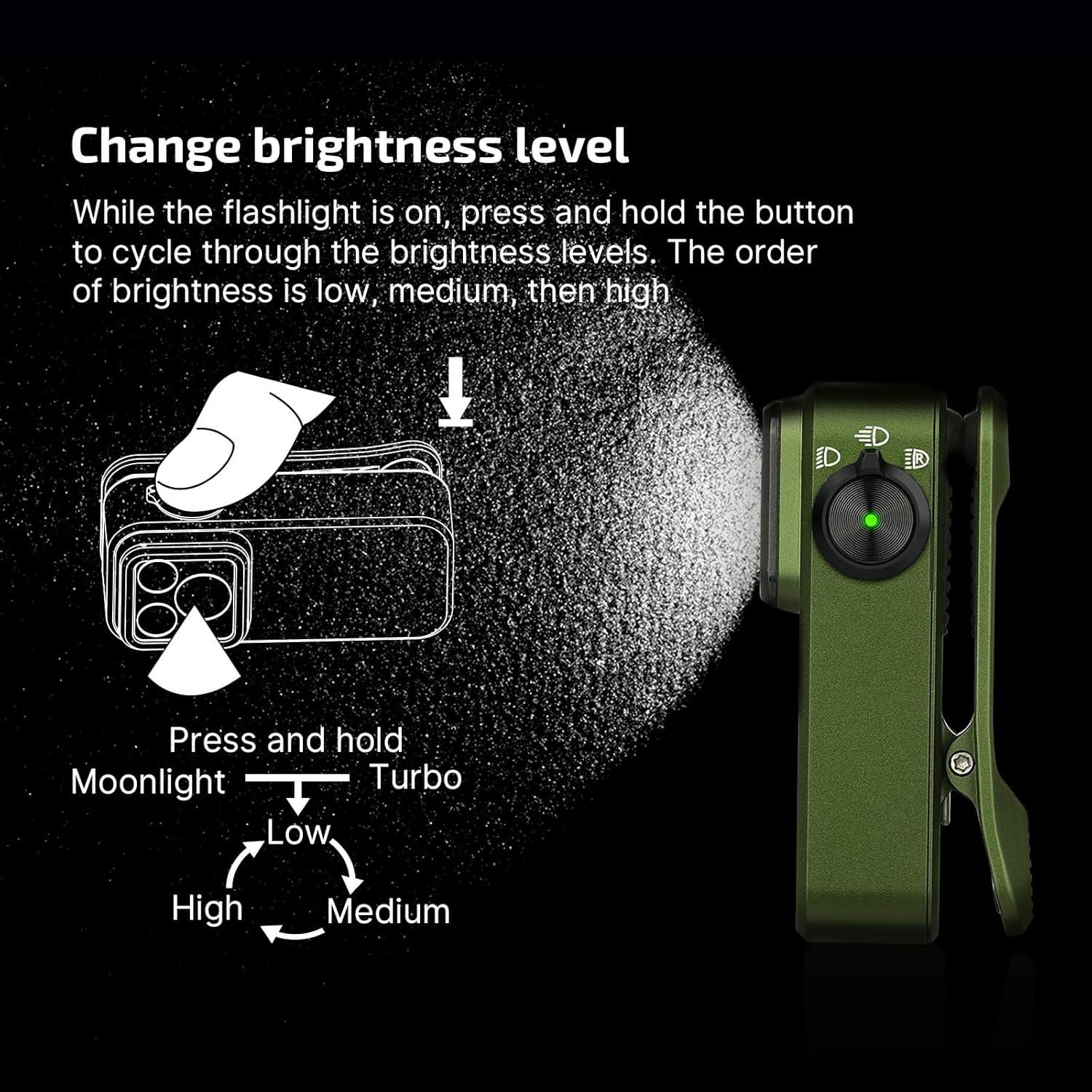 image:imageOLIGHT Oclip Pro EDC Flashlight Clipon Light Rechargeable 500 Lumens with Three Lighting Solutions TypeC Charging Magnetic Flash Lights for Outdoor or Indoor UsePatriotic Flag Engraved EditionOD Greeen