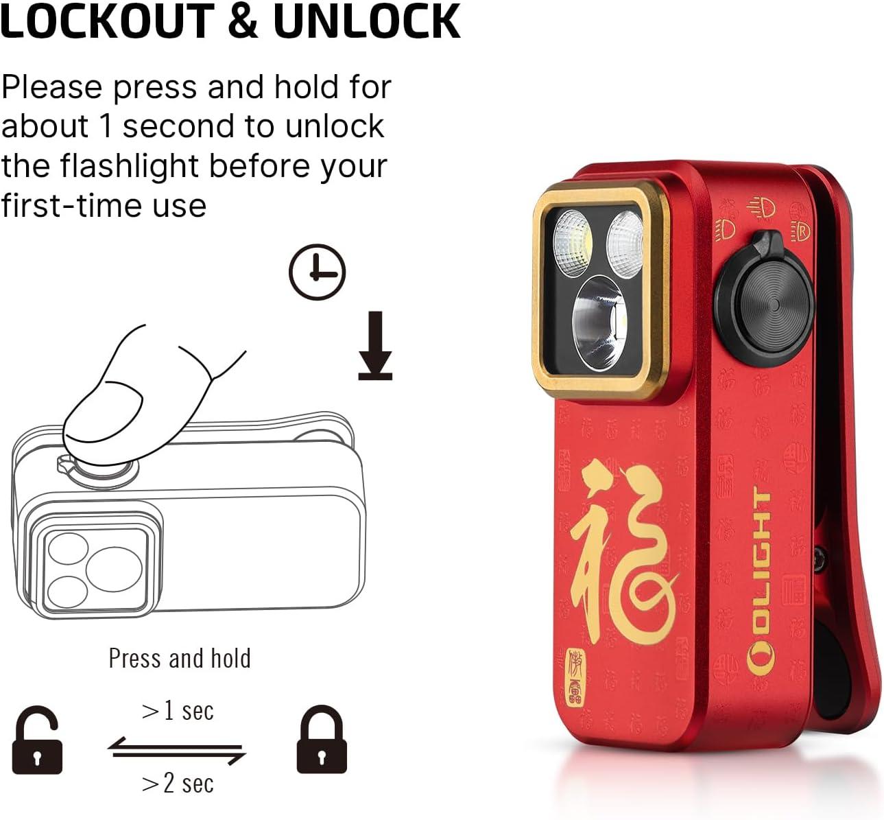 image:imageOLIGHT Oclip Pro EDC Flashlight Clipon Light Rechargeable 500 Lumens with Three Lighting Solutions TypeC Charging Magnetic Flash Lights for Outdoor or Indoor UsePatriotic Flag Engraved EditionRed