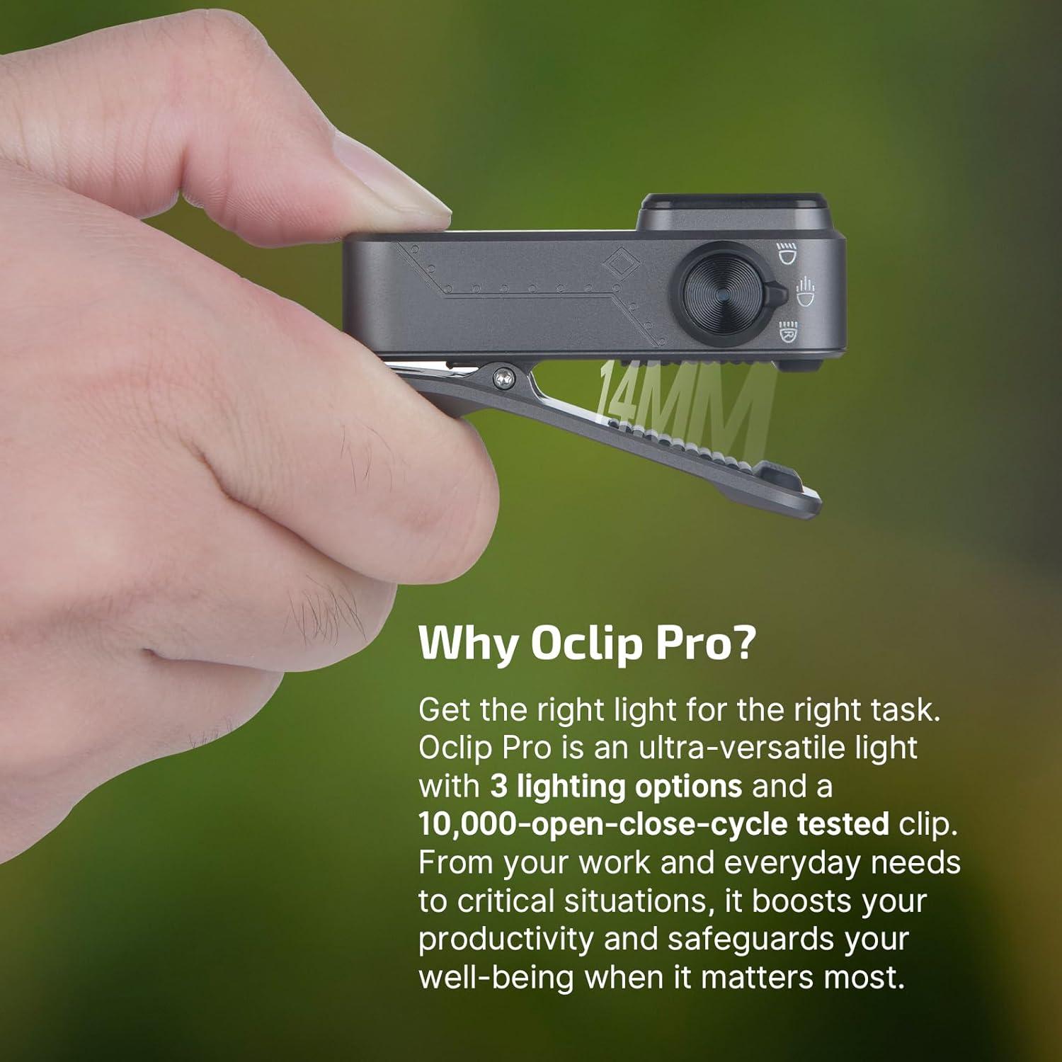image:imageOLIGHT Oclip Pro EDC Flashlight Clipon Light Rechargeable 500 Lumens with Three Lighting Solutions TypeC Charging Magnetic Flash Lights for Outdoor or Indoor UsePatriotic Flag Engraved EditionGray