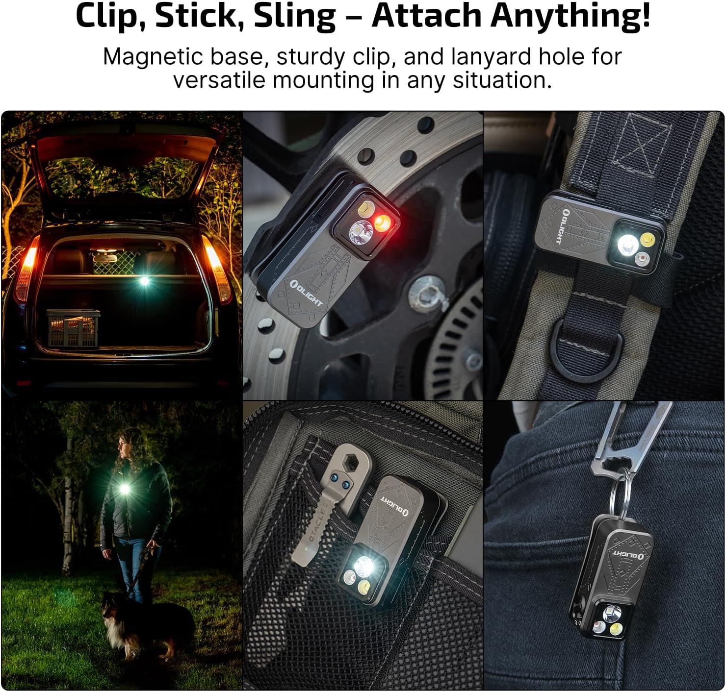 image:imageOLIGHT Oclip Pro EDC Flashlight Clipon Light Rechargeable 500 Lumens with Three Lighting Solutions TypeC Charging Magnetic Flash Lights for Outdoor or Indoor UsePatriotic Flag Engraved EditionGray
