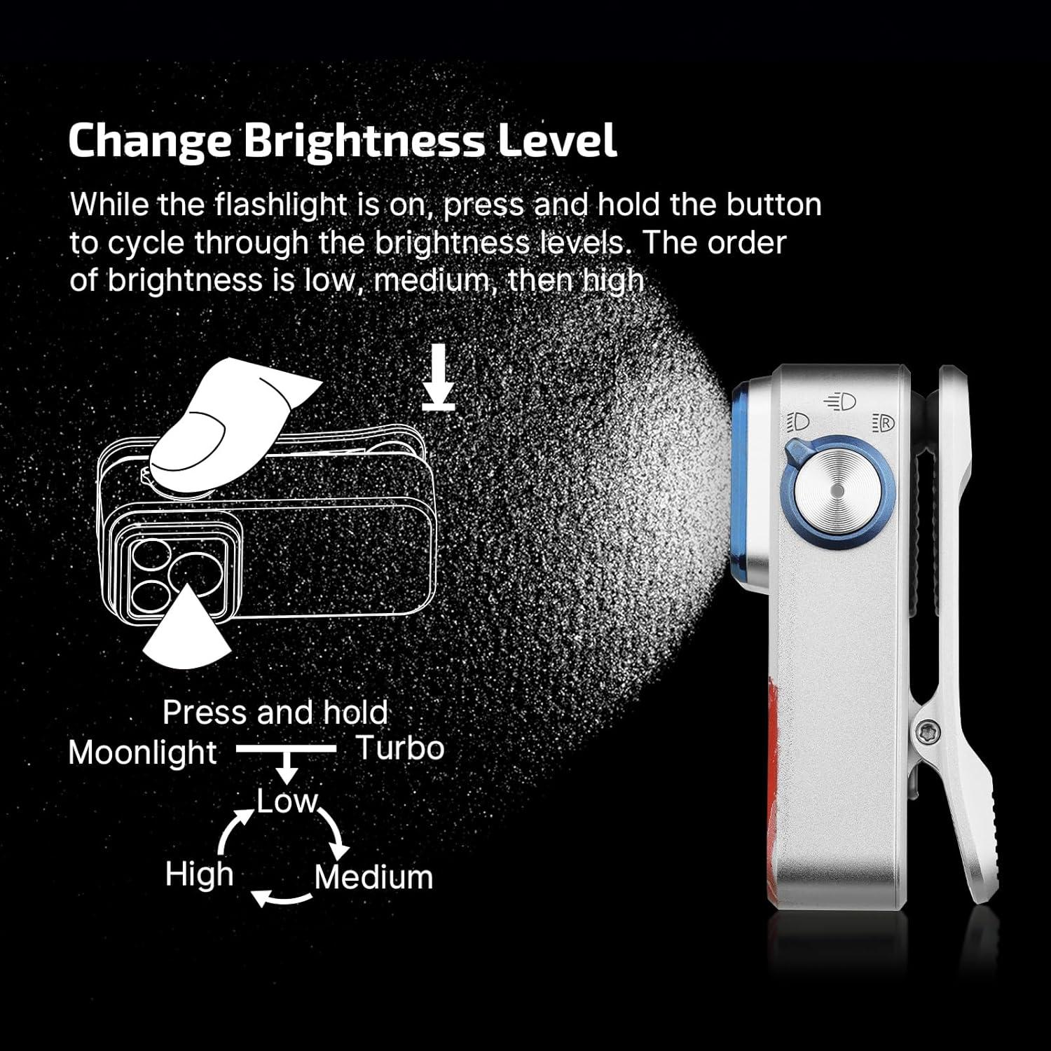image:imageOLIGHT Oclip Pro EDC Flashlight Clipon Light Rechargeable 500 Lumens with Three Lighting Solutions TypeC Charging Magnetic Flash Lights for Outdoor or Indoor UsePatriotic Flag Engraved EditionStars Stripes Edition
