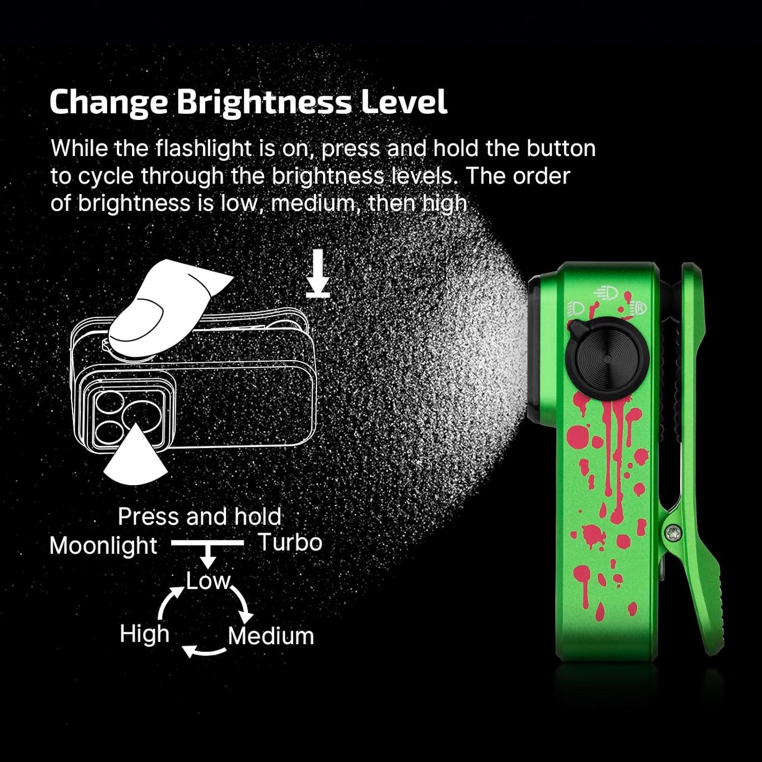 image:imageOLIGHT Oclip Pro EDC Flashlight Clipon Light Rechargeable 500 Lumens with Three Lighting Solutions TypeC Charging Magnetic Flash Lights for Outdoor or Indoor UsePatriotic Flag Engraved EditionZombie Green