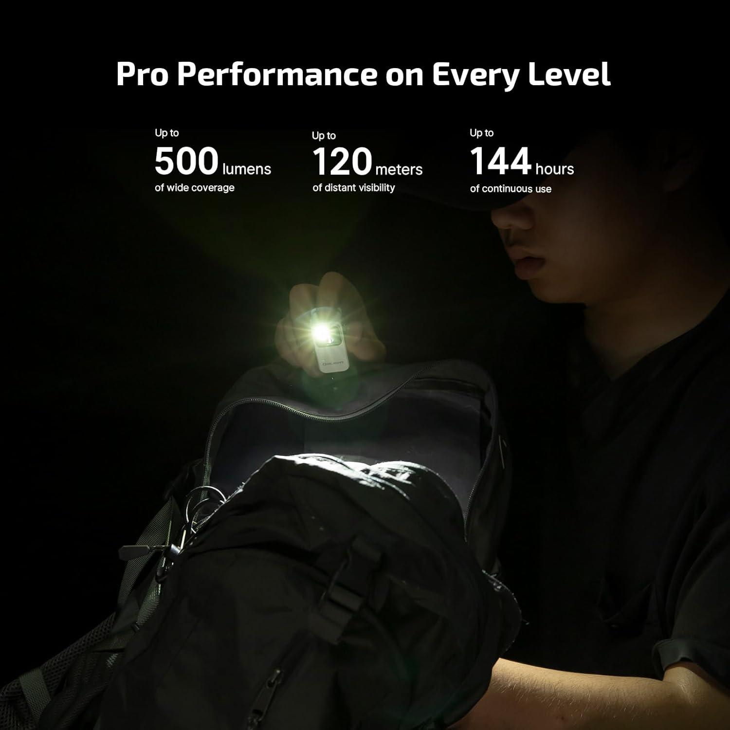 image:imageOLIGHT Oclip Pro EDC Flashlight Clipon Light Rechargeable 500 Lumens with Three Lighting Solutions TypeC Charging Magnetic Flash Lights for Outdoor or Indoor UsePatriotic Flag Engraved EditionWhite