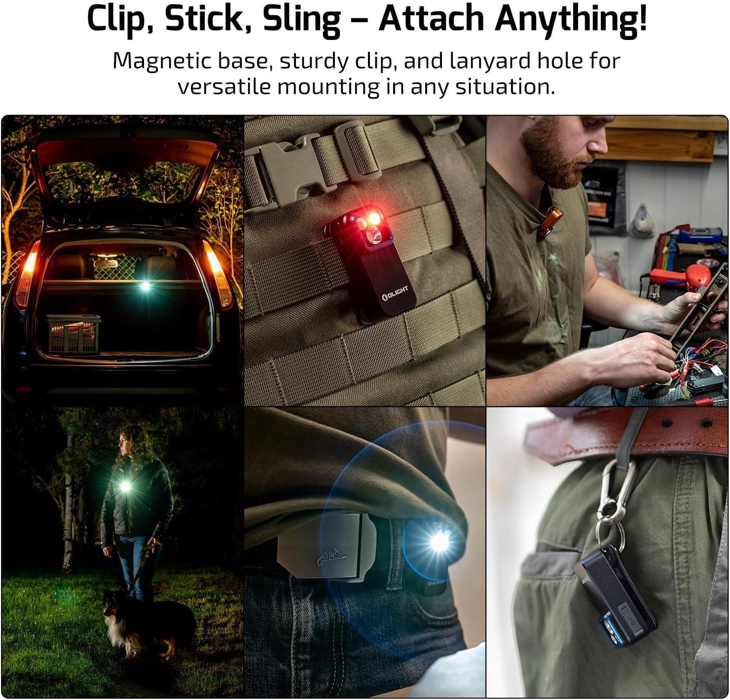 image:imageOLIGHT Oclip Pro EDC Flashlight Clipon Light Rechargeable 500 Lumens with Three Lighting Solutions TypeC Charging Magnetic Flash Lights for Outdoor or Indoor UsePatriotic Flag Engraved EditionPatriotic Flag Engraved Edition