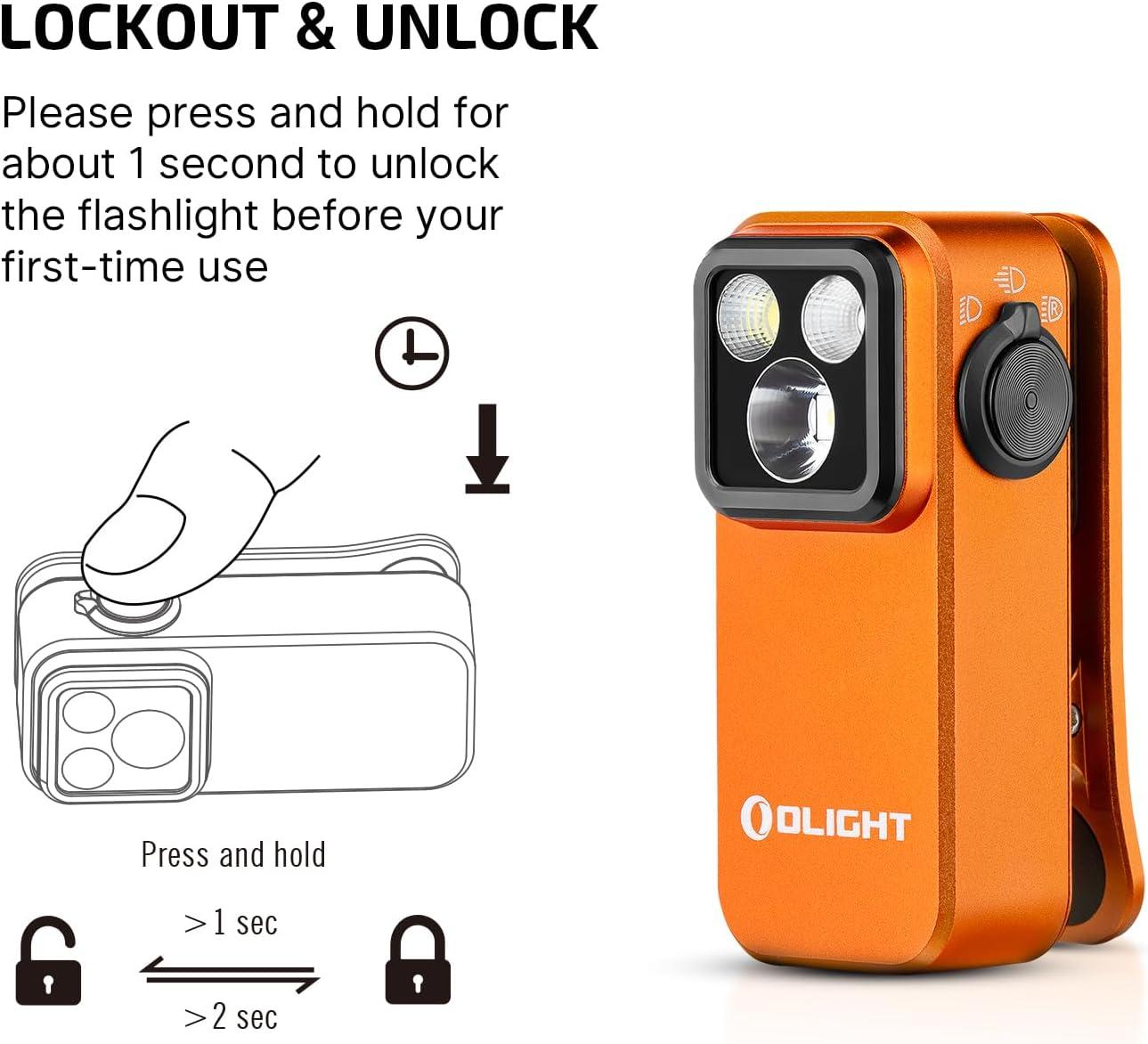 image:imageOLIGHT Oclip Pro EDC Flashlight Clipon Light Rechargeable 500 Lumens with Three Lighting Solutions TypeC Charging Magnetic Flash Lights for Outdoor or Indoor UsePatriotic Flag Engraved EditionOrange