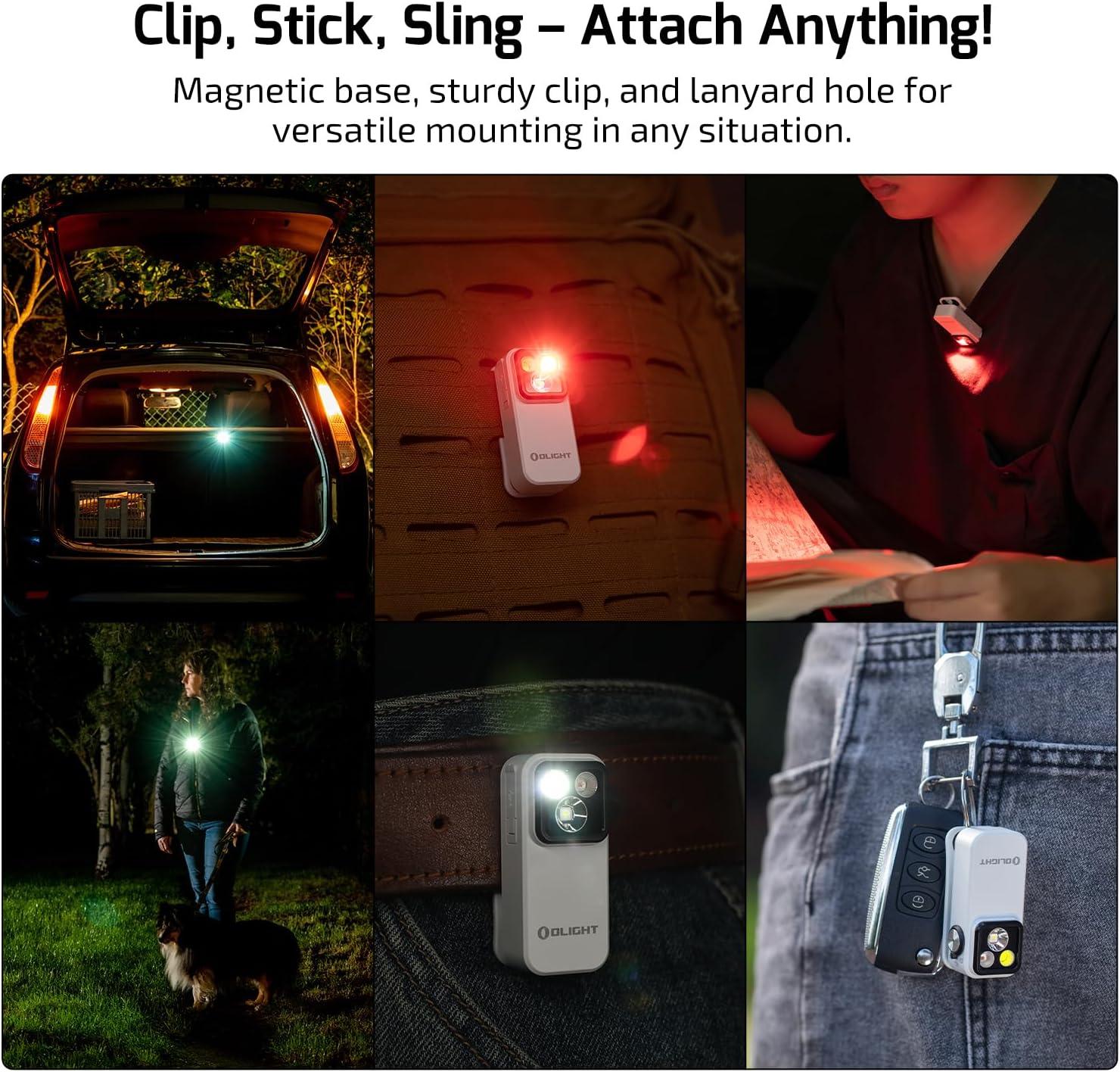 image:imageOLIGHT Oclip Pro EDC Flashlight Clipon Light Rechargeable 500 Lumens with Three Lighting Solutions TypeC Charging Magnetic Flash Lights for Outdoor or Indoor UsePatriotic Flag Engraved EditionWhite