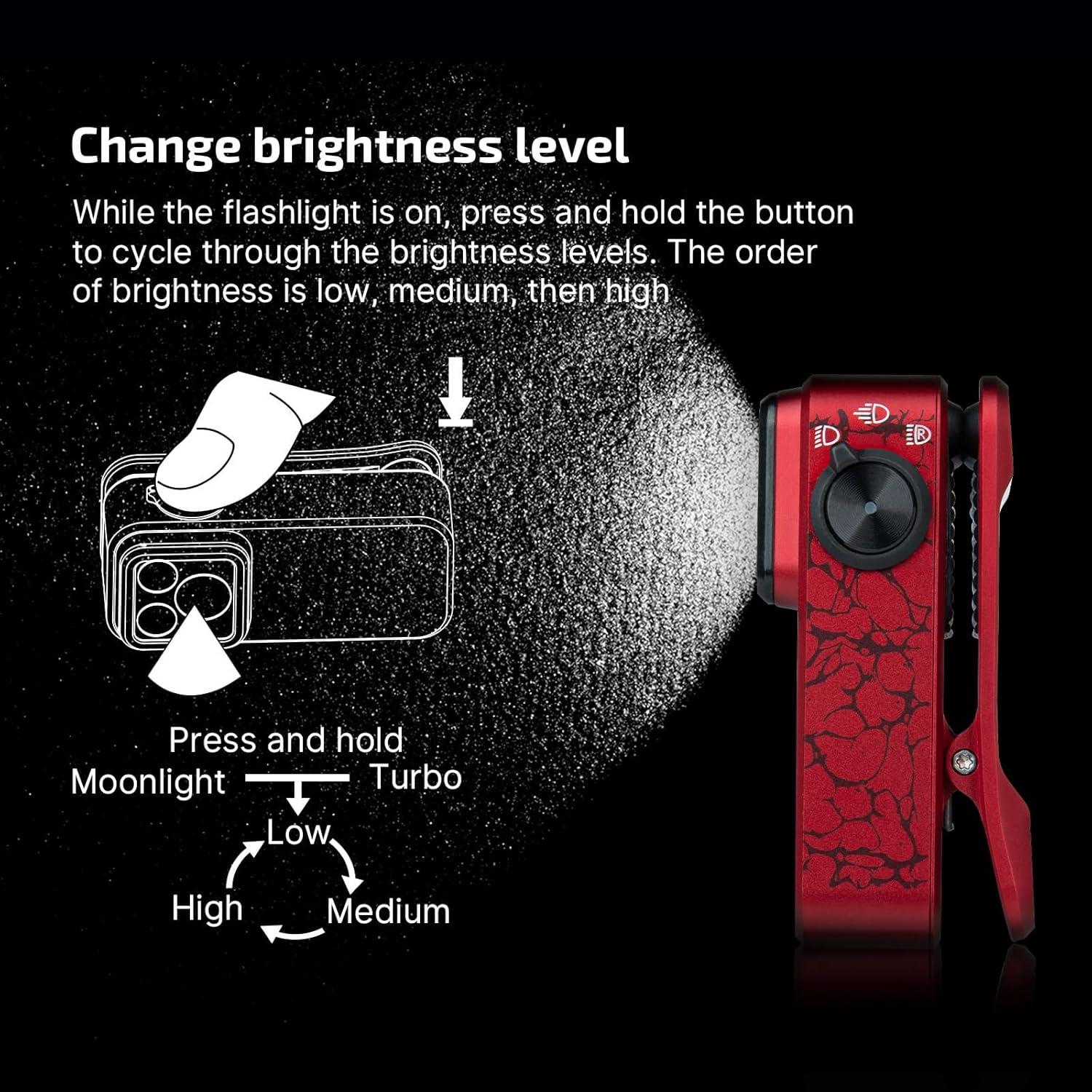 image:imageOLIGHT Oclip Pro EDC Flashlight Clipon Light Rechargeable 500 Lumens with Three Lighting Solutions TypeC Charging Magnetic Flash Lights for Outdoor or Indoor UsePatriotic Flag Engraved EditionCrackle Red