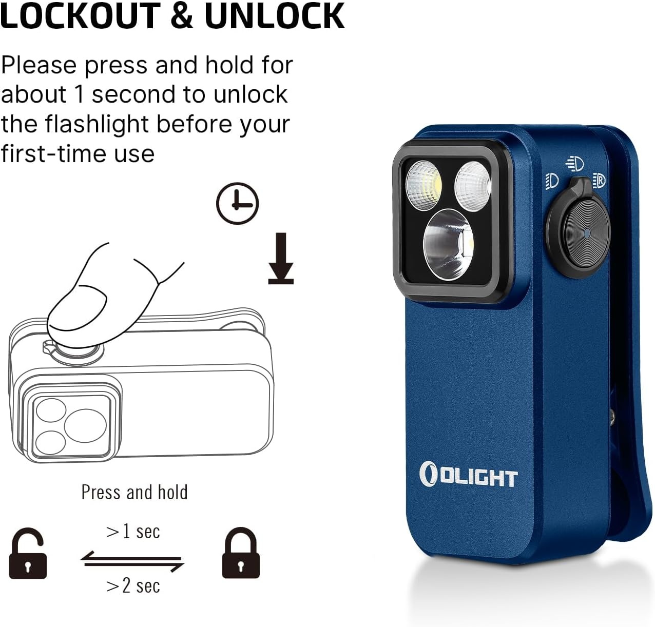 image:imageOLIGHT Oclip Pro EDC Flashlight Clipon Light Rechargeable 500 Lumens with Three Lighting Solutions TypeC Charging Magnetic Flash Lights for Signaling Cycling Outdoor or Indoor UseMidnight BlueMidnight Blue