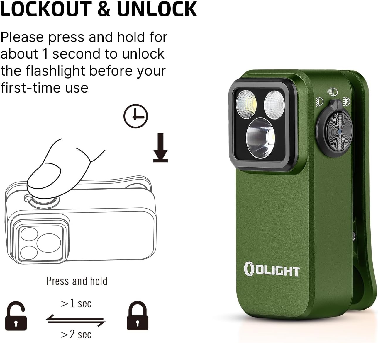image:imageOLIGHT Oclip Pro EDC Flashlight Clipon Light Rechargeable 500 Lumens with Three Lighting Solutions TypeC Charging Magnetic Flash Lights for Signaling Cycling Outdoor or Indoor UseMidnight BlueOD Greeen