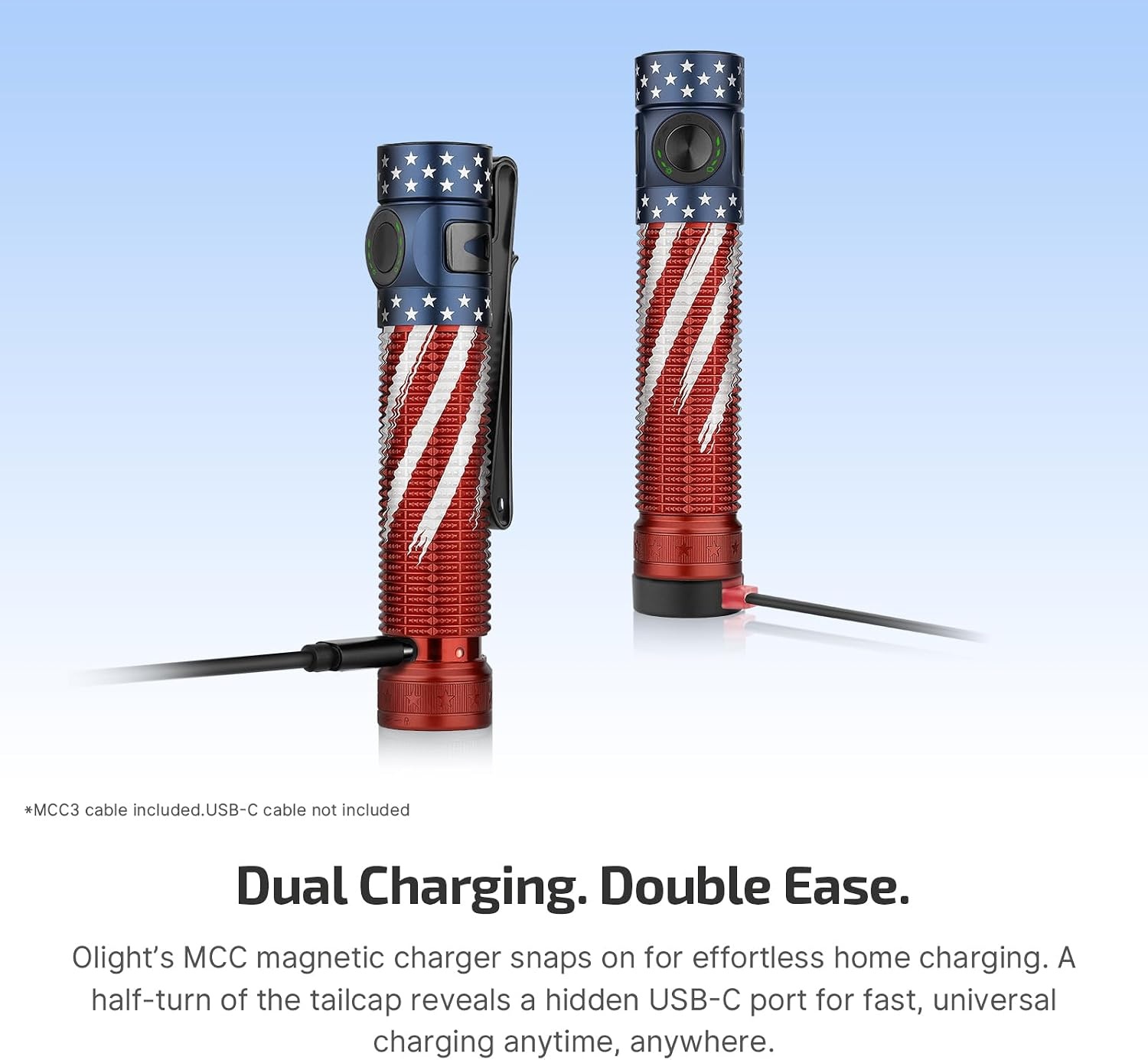 image:imageOLIGHT Baton4 Pro EDC Flashlight Rechargeable 1600 Lumens Small Pocket LED Light with Tactical Switch and Magnetic amp USB C Dual Charging for Home Use Camping and Emergency StarsampStripes EditionStars Stripes Edition