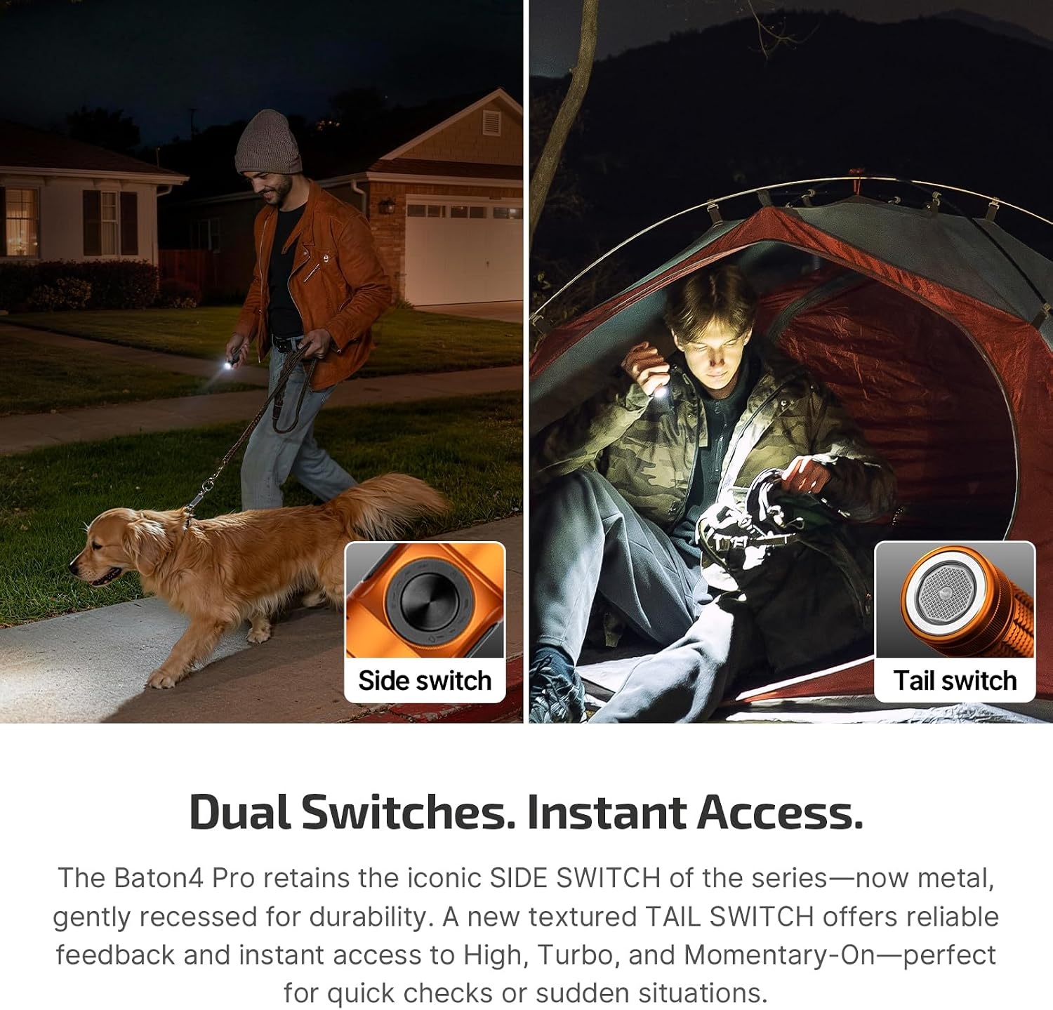 image:imageOLIGHT Baton4 Pro EDC Flashlight Rechargeable 1600 Lumens Small Pocket LED Light with Tactical Switch and Magnetic amp USB C Dual Charging for Home Use Camping and Emergency StarsampStripes EditionOrange